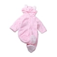 vdgthytj Newborn Boys Girls Fuzzy Jumpsuits Long Sleeve Winter Warm Cute Ears Loungewear Sleepwear Footed Rompers(0-3 Months,Pink)