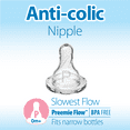 Dr. Brown's Natural Flow Anti-Colic Options+ Narrow Baby Bottle, 2oz/60ml, Preemie Flow, 0m+, 2 Pack
