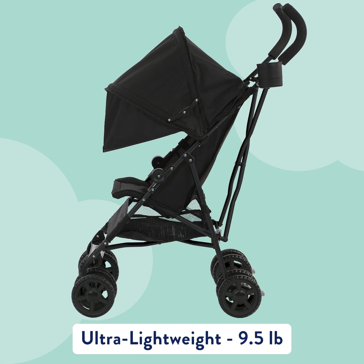 Kolcraft Cloud Umbrella Unisex 9.5 lb. Stroller, Black for Child/Toddler
