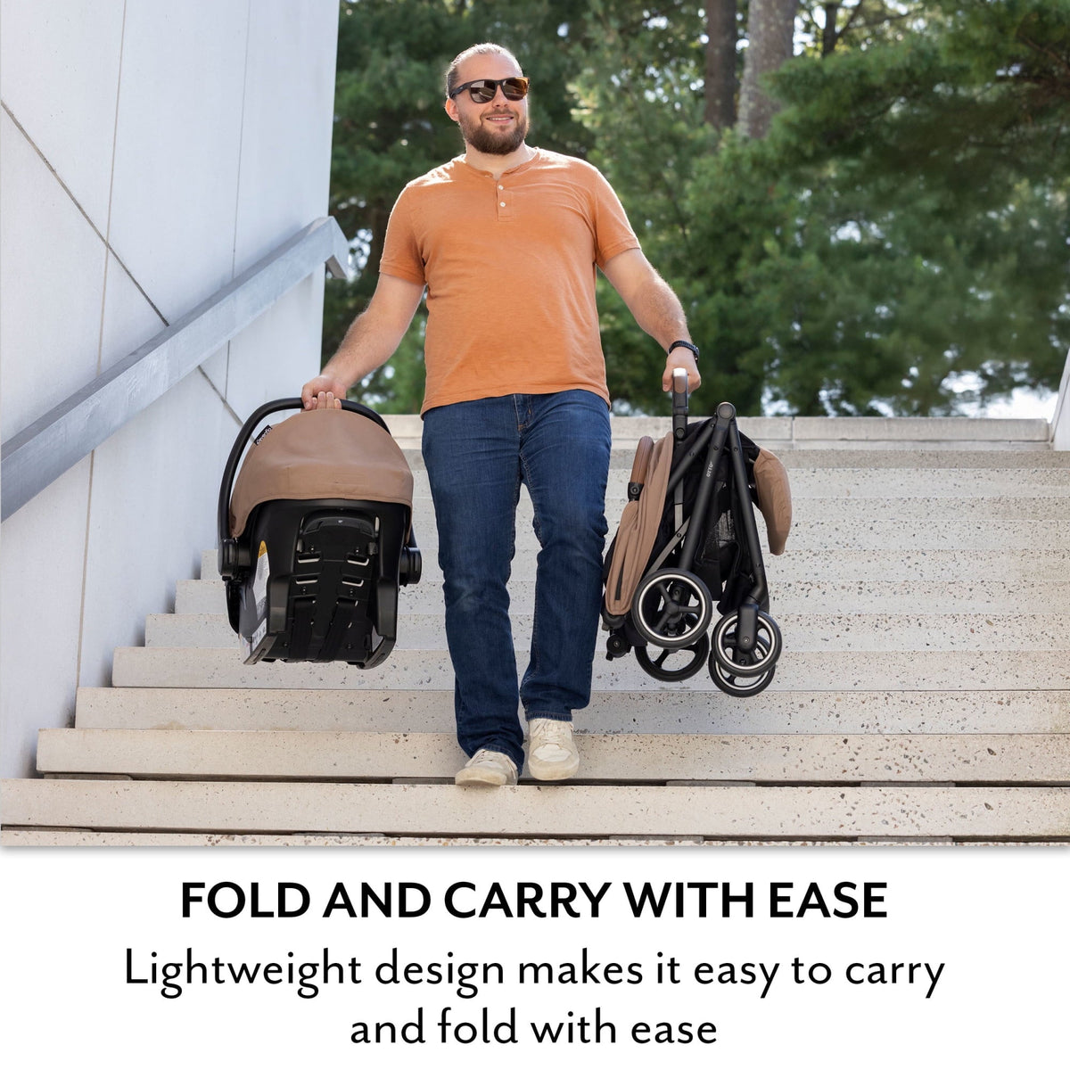 Evenflo Otto+ Travel System with LiteMax Infant Car Seat, Carmel Tan