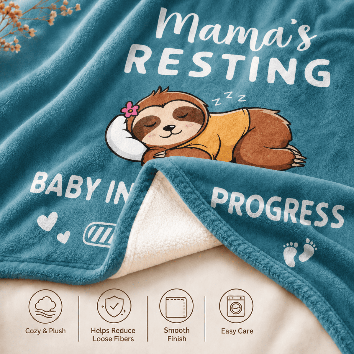 MEYRKLOE Pregnancy Throw Blanket, Fall Blanket, Sister Birthday Gifts, Soft Flannel Maternity Gift for Expecting Mom, Cyan, 60 x 50 in