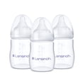 Lansinoh Anti-Colic Baby Bottles, BPA-Free Plastic, 5oz, 3pk, Slow Flow Nipples (Size S), Breastfeeding Bottle, NaturalWave Design, Baby Essentials