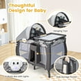INFANS 4 in 1 Pack and Play, Portable Travel Baby Playard with Bassinet, Changing Table, Canopy, Mosquito Net, Hanging Toys, Music Box, Storage Bag, Large Playpen from Newborn to Toddlers