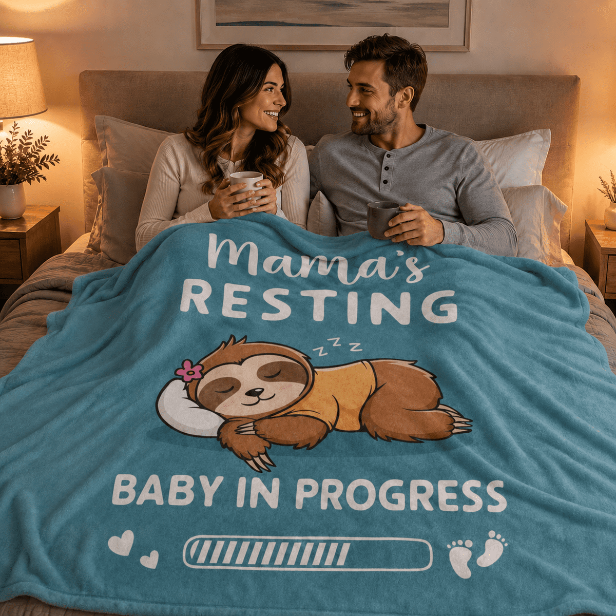 MEYRKLOE Pregnancy Throw Blanket, Fall Blanket, Sister Birthday Gifts, Soft Flannel Maternity Gift for Expecting Mom, Cyan, 60 x 50 in