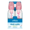 Dr. Brown's Anti-Colic Options+ Narrow Baby Bottle, Pink Floral, 8oz, 0m+, 4 Pack