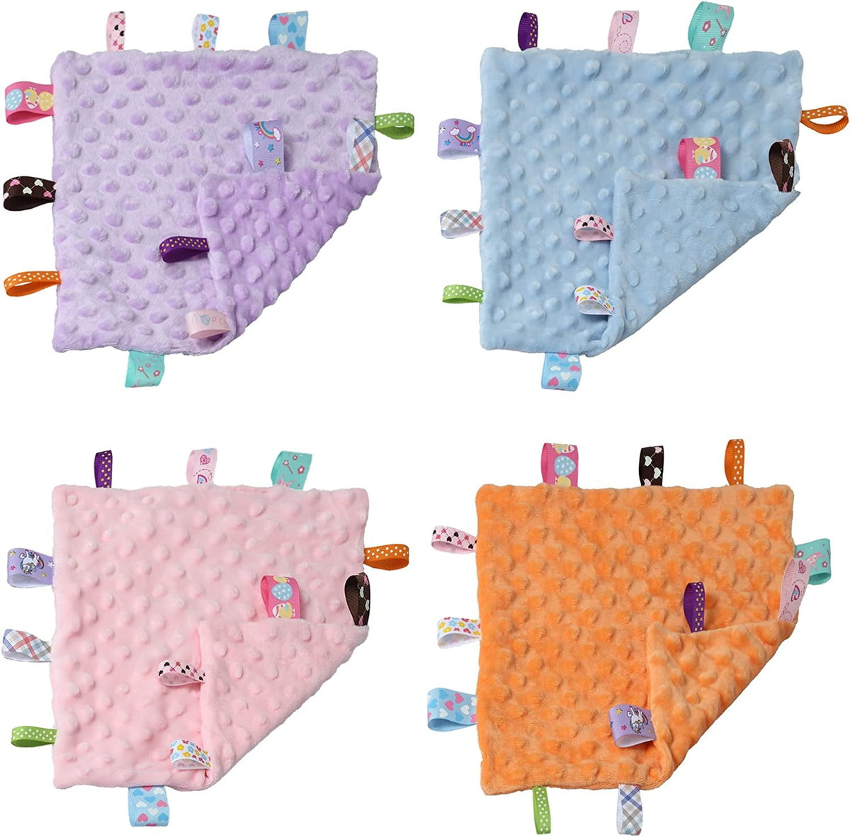 CREVENT Cozy Plush Baby Security Blankets Gift Set,Blue Dinosaur,2 Pack