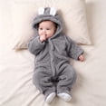 vdgthytj Newborn Boys Girls Fuzzy Jumpsuits Long Sleeve Winter Warm Cute Ears Loungewear Sleepwear Footed Rompers(6-9 Month,Gray)