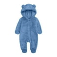 fatyb Newborn Baby Fleece Hooded Jumpsuit Fuzzy Footie Romper Kids Soft Winter Thermal Outwear Clothes
