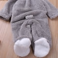 vdgthytj Newborn Boys Girls Fuzzy Jumpsuits Long Sleeve Winter Warm Cute Ears Loungewear Sleepwear Footed Rompers(6-9 Month,Gray)
