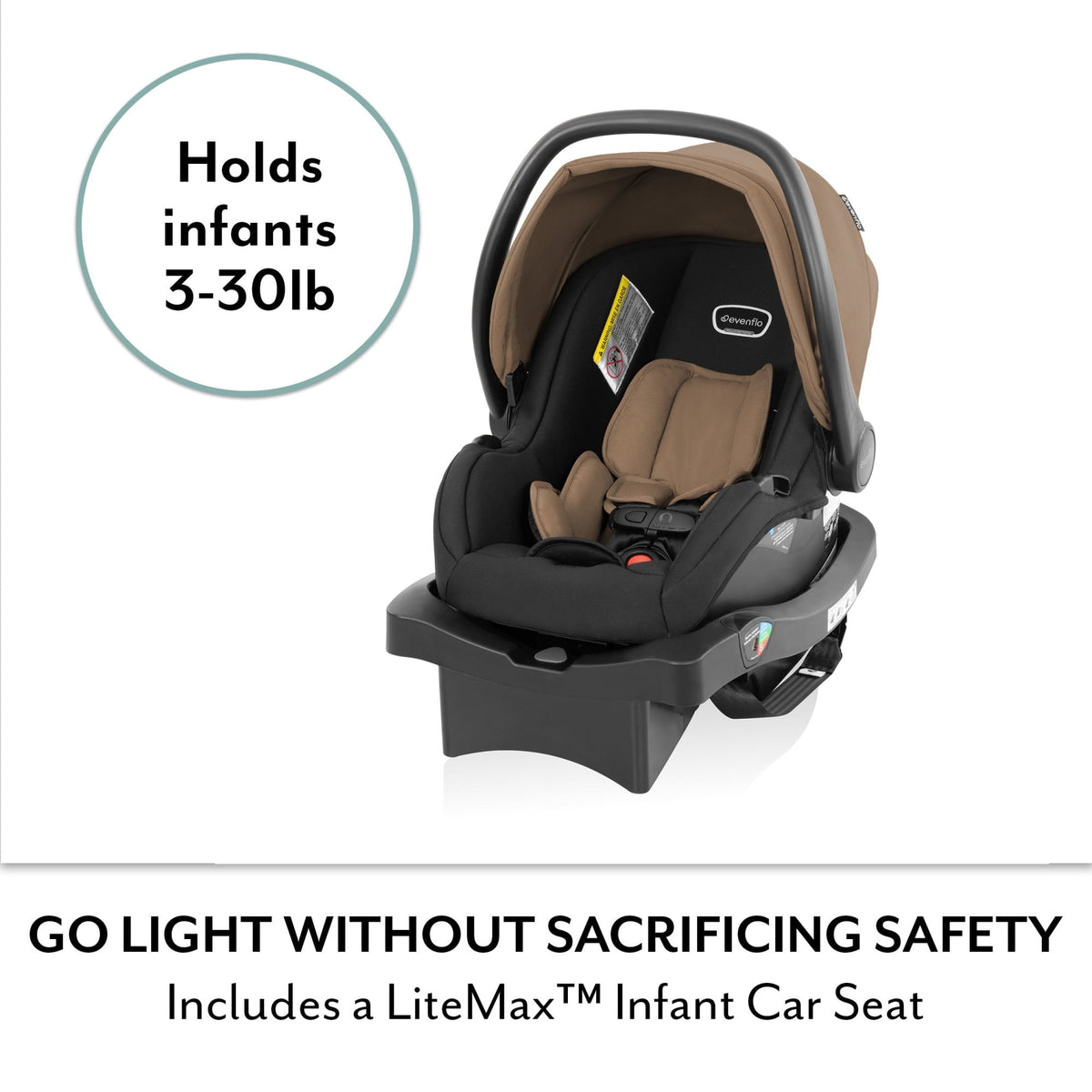 Evenflo Otto+ Travel System with LiteMax Infant Car Seat, Carmel Tan