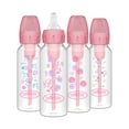 Dr. Brown's Anti-Colic Options+ Narrow Baby Bottle, Pink Floral, 8oz, 0m+, 4 Pack