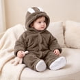 vdgthytj Newborn Boys Girls Fuzzy Jumpsuits Long Sleeve Winter Warm Cute Ears Loungewear Sleepwear Footed Rompers(9-12 Months,Coffee)