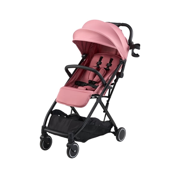 Parent's Choice Quick Fold Baby Stroller, Full-Reclining Backrest, Compact Lightweight Design, Dusty Rose