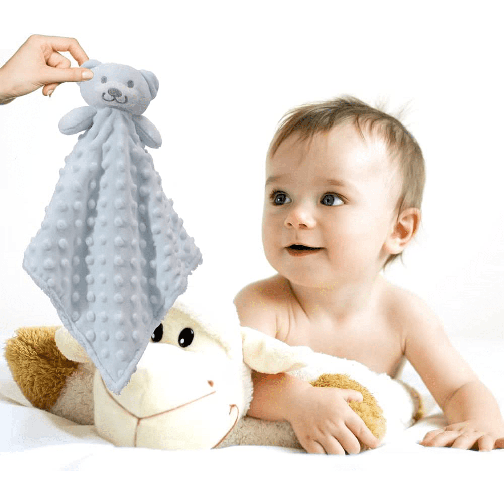 CREVENT Lovey Security Blanket, for Newborn Boys Girls, Unisex, Blue Bear