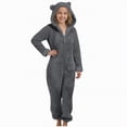 Godom Onesie Kids Girls Fleece Fuzzy Warm Sherpa Bed Jumpsuit Kids Cute Plain Zipper Long Sleeve Soft Hooded Romper Winter,Dark Gray