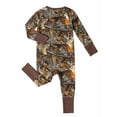 ATAIKU 3-24M Newborn Baby Zipper Footless Pajamas Bamboo Long Sleeve Footed Sleepers Sleep 'N Play for Infant Toddler Boys - Brown Deer