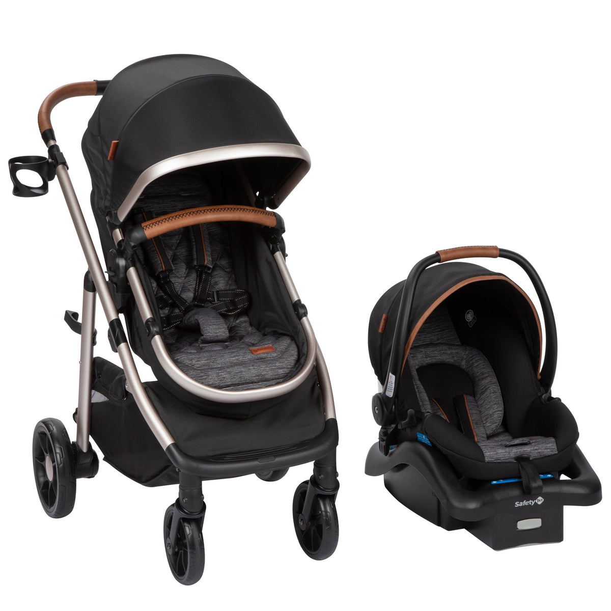 Monbebe Infant & Toddler 6-in-1 Modular Travel System, Black & Gold