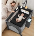 Vomeast Baby Playard,Portable Baby Bassinet Pack and Play with Mattress and Toy Bar,Foldable Bassinet Crib,0-5 Months,Black