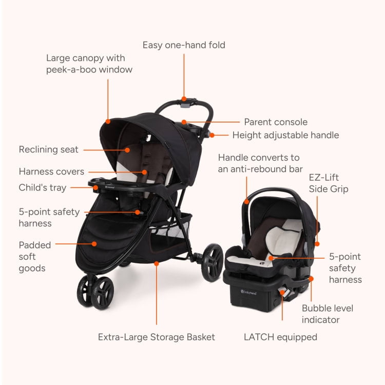 Baby Trend EZ Ride Travel System (with EZ-Lift™ Infant Car Seat) - Dash Cocoa