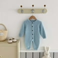 GiLiling Newborn Baby Solid Furry Plush Jumpsuit Winter Warm Comfy Soft Stretchy Knitted Sweater One Piece Outfit Romper (Blue, 12-18 Months)