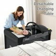 INFANS Baby Bassinet, 4 in 1 Pack and Play Baby Playard with Changing Table, Mosquito Net, Storage Basket, Travel Bag, Toy Bar for Newborn 0-36 Months