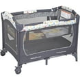 Baby Trend Nursery Center Playard with Toy Mobile, Tanzania Grey
