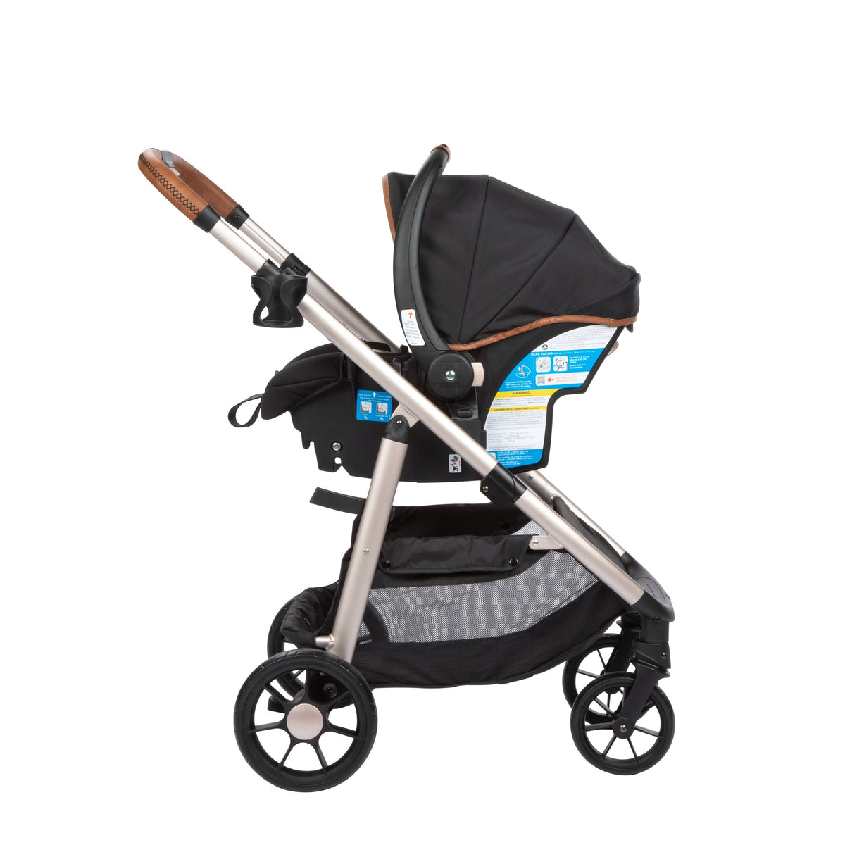 Monbebe Infant & Toddler 6-in-1 Modular Travel System, Black & Gold