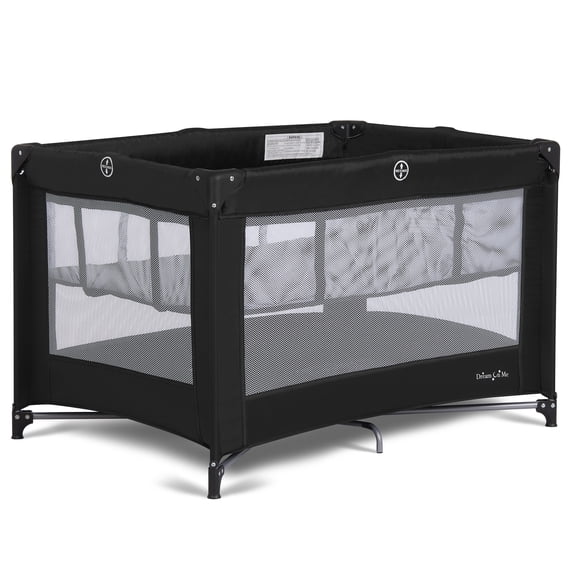 Dream on Me Zazzy Portable Play yard with Bassinet, Black, Unisex
