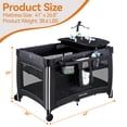 Pamo Babe 4 in 1 Baby Playard, Foldable Portable Crib with Bassinet & Changing Table and Toy Bar(Black)