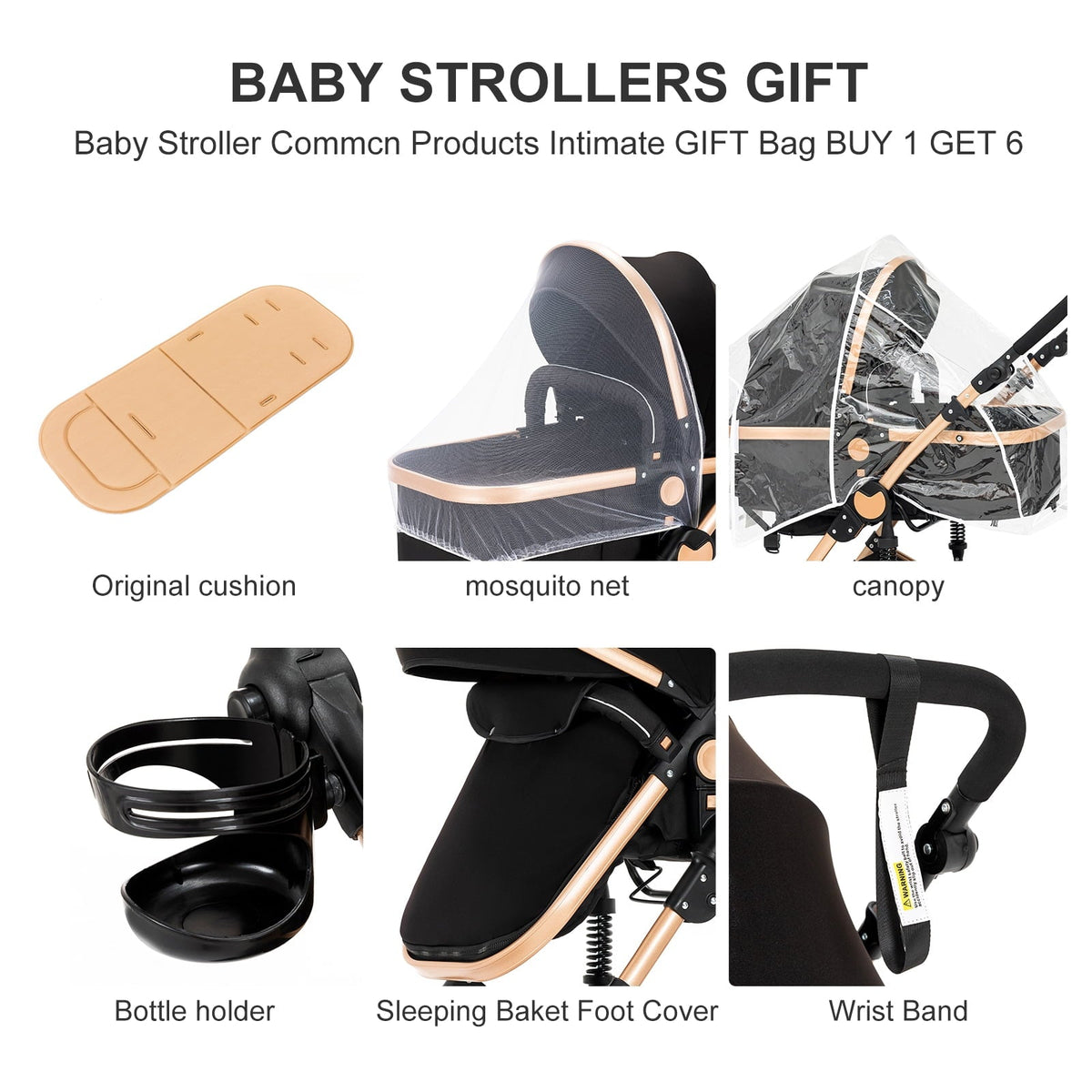 Prokoke Travel Systems Baby Stroller Support One-Touch Folding for Newborns and Toddlers,Reversible Basket & Pram,Lightweight,Unisex(Black)