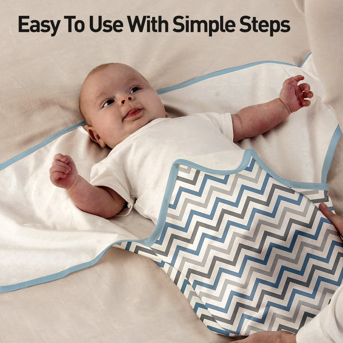 Gllquen Baby Organic Cotton Swaddle 3-Pack for 0-3 Months Newborn Infant Boys Girls, Blue Elephants