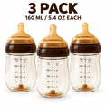 PPSU Baby Bottles, 3 Pack, 8.1 oz or 5.4 oz Wide Neck Feeding Bottles with Handles and Silicone Nipples