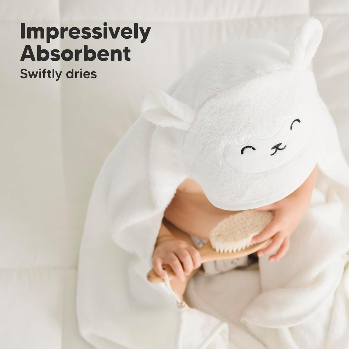 KeaBabies Hooded Baby Towel for Newborn, Baby Bath Towels (Lamb, 30x30)