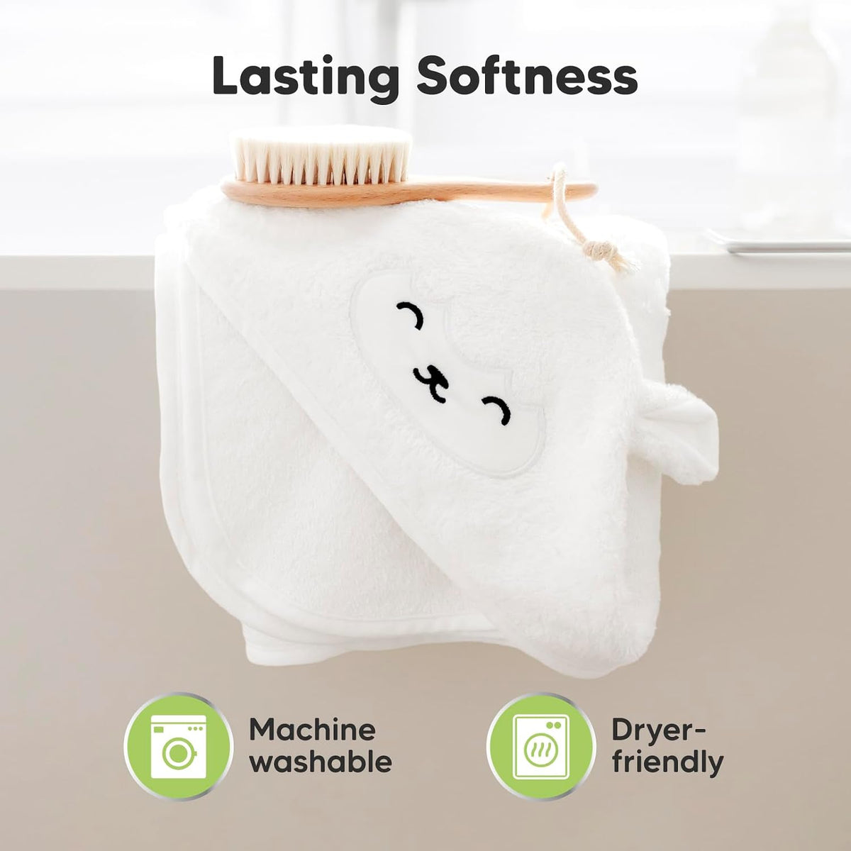 KeaBabies Hooded Baby Towel for Newborn, Baby Bath Towels (Lamb, 30x30)