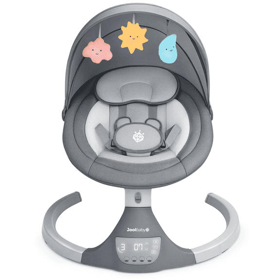 (Open Box) Jool Baby Nova Electric Baby Swing with 5-Point Safety Harness and Remote Control, Gray