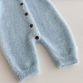 GiLiling Newborn Baby Solid Furry Plush Jumpsuit Winter Warm Comfy Soft Stretchy Knitted Sweater One Piece Outfit Romper (Blue, 12-18 Months)