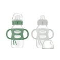 Dr. Brown's Milestones Wide-Neck Sippy Bottle, 100% Silicone Handles/Spout, 9oz, Green/Gray, 2-Pack