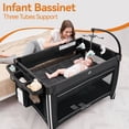 Pamo Babe 4 in 1 Baby Playard, Foldable Portable Crib with Bassinet & Changing Table and Toy Bar(Black)