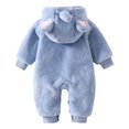 Ruyang Baby Rhino Animal Hooded Romper Infant Soft Fuzzy Fleece One Piece Jumpsuit Full Zip Warm Casual Newborn Outfit