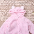 vdgthytj Newborn Boys Girls Fuzzy Jumpsuits Long Sleeve Winter Warm Cute Ears Loungewear Sleepwear Footed Rompers(0-3 Months,Pink)