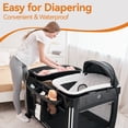 Pamo Babe 4 in 1 Baby Playard, Foldable Portable Crib with Bassinet & Changing Table and Toy Bar(Black)