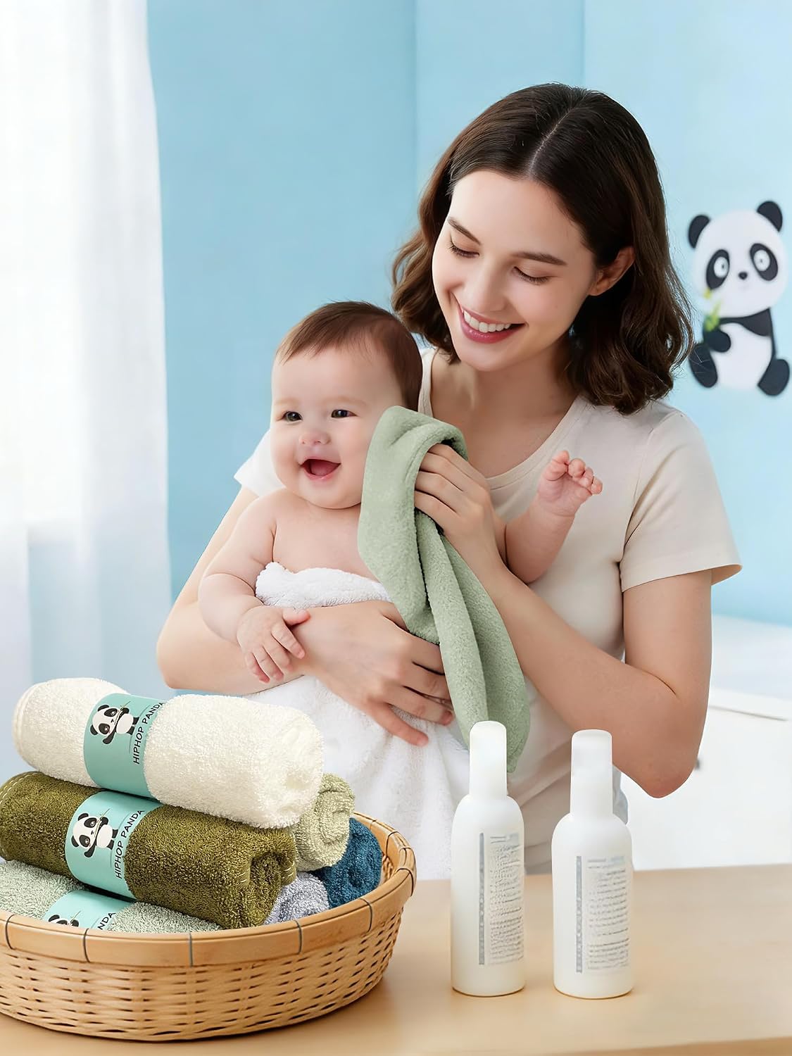 HIPHOP PANDA Soft Baby Washcloths, 2-Layer, 30 Pack Newborn Gift Set