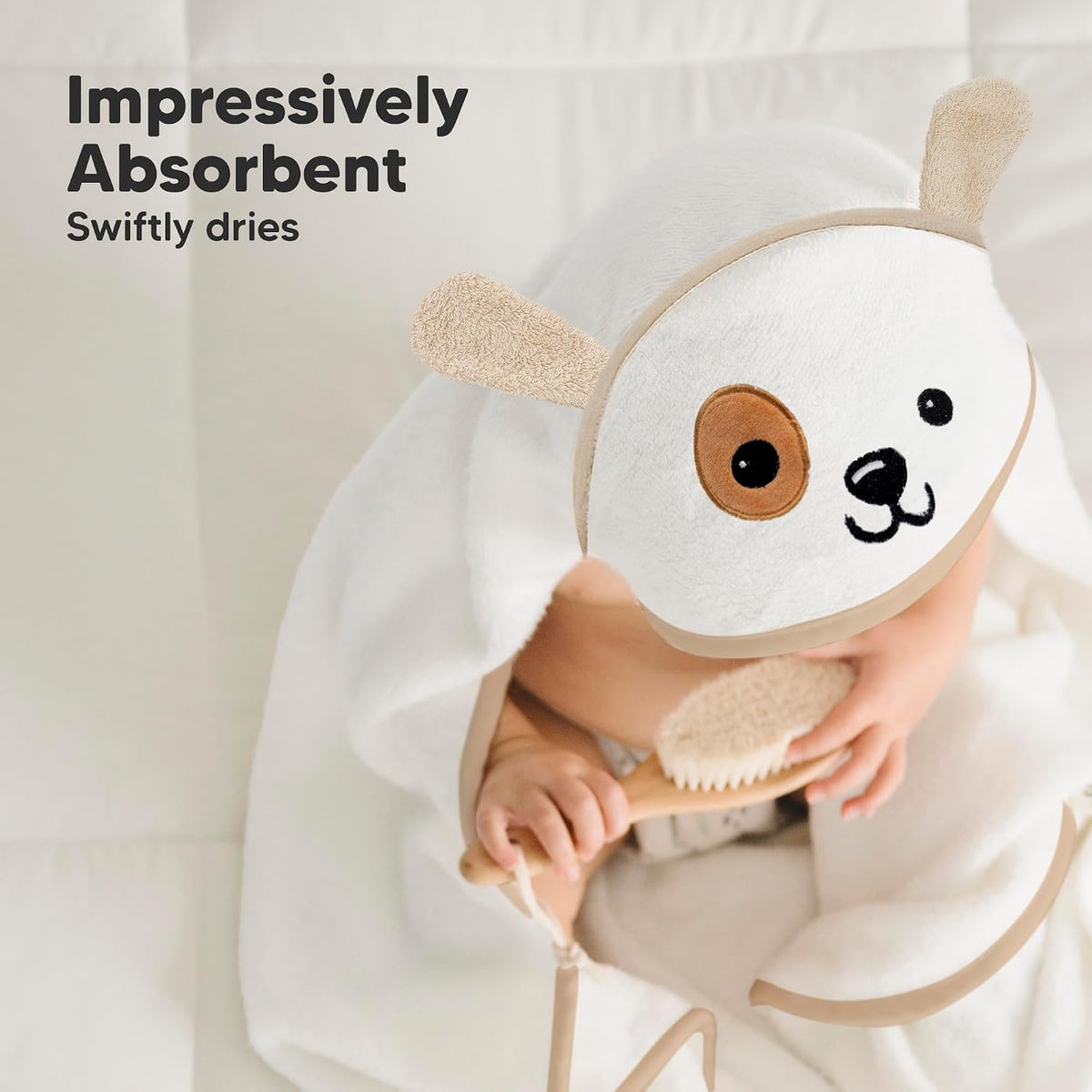 KeaBabies Hooded Baby Towel for Newborn, Baby Bath Towels (Dog, 30x30)
