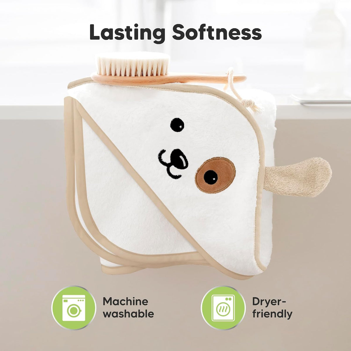 KeaBabies Hooded Baby Towel for Newborn, Baby Bath Towels (Dog, 30x30)