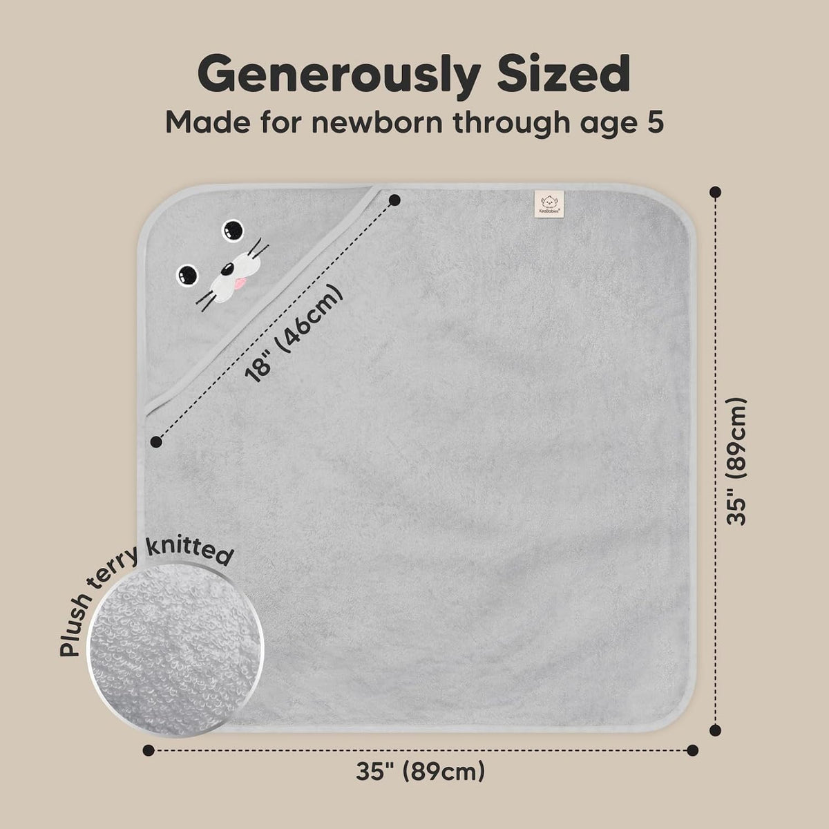 KeaBabies Hooded Baby Towel for Newborn, Baby Bath Towels (Seal, 35x35)