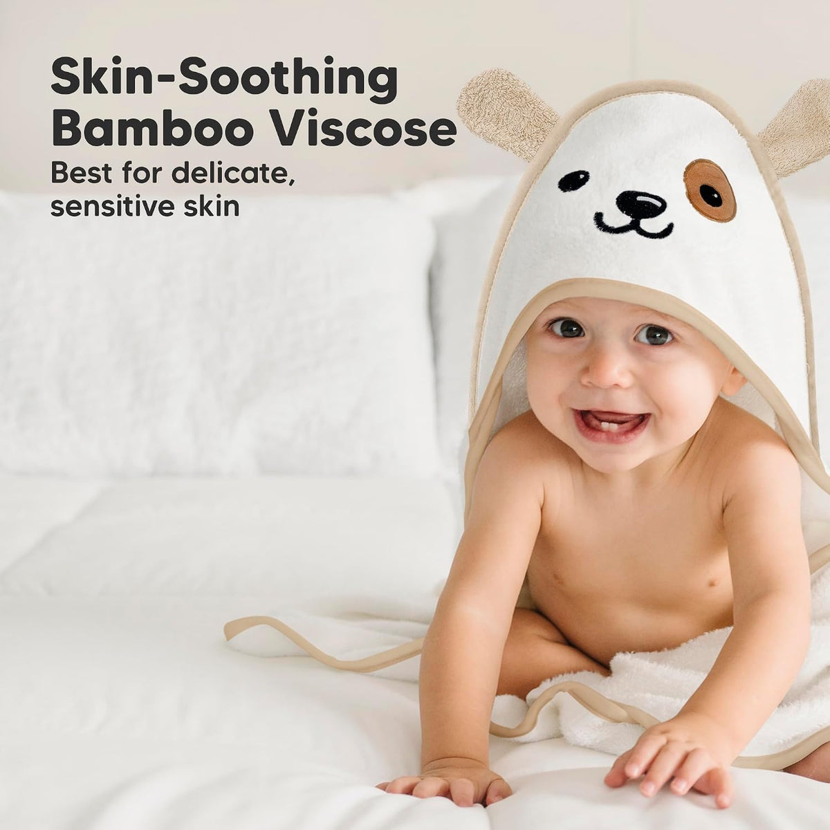 KeaBabies Hooded Baby Towel for Newborn, Baby Bath Towels (Dog, 30x30)