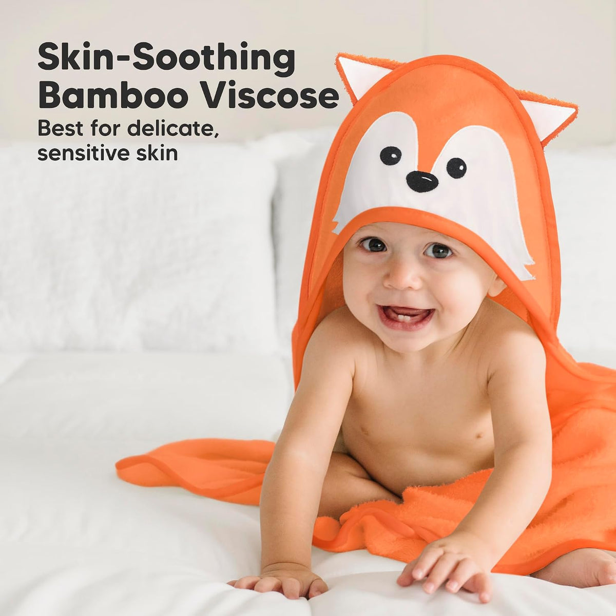 KeaBabies Hooded Baby Towel for Newborn, Baby Bath Towels (Fox, 30x30)