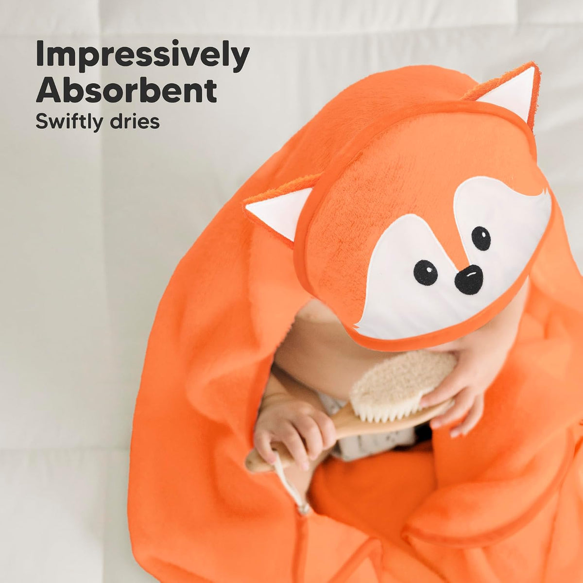 KeaBabies Hooded Baby Towel for Newborn, Baby Bath Towels (Fox, 30x30)