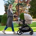 Evenflo Shyft Intuiti+ Travel System Featuring Revolve180 LiteMax NXT Preemie and Infant Car Seat with SensorySoothe and Green & Gentle (Champagne)