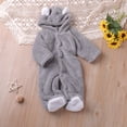 vdgthytj Newborn Boys Girls Fuzzy Jumpsuits Long Sleeve Winter Warm Cute Ears Loungewear Sleepwear Footed Rompers(6-9 Month,Gray)